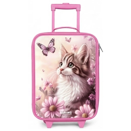 Kat - Paars - Vlinders - Bloemen Kinderkoffer - Roze klein -zz3dotto