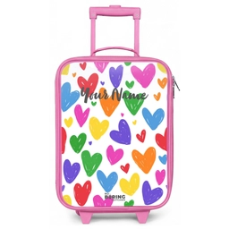 Gekleurde hartjes Kinderkoffer - Roze klein -zz3dotto