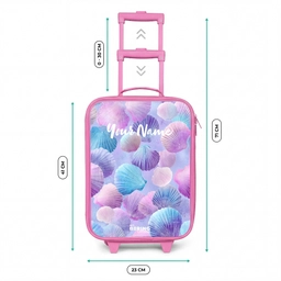 Gekleurde schelpen op een paarse achtergrond Kinderkoffer - Roze klein -productfoto_formaten