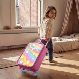 Madeliefjes op regenboogachtergrond Kinderkoffer - Roze klein -sfeer1