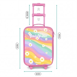 Madeliefjes op regenboogachtergrond Kinderkoffer - Roze klein -productfoto_formaten