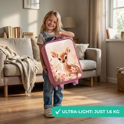 Hertje - Ogen - Stippen - Bloemen Kinderkoffer - Roze klein -sfeer2_EN