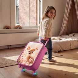 Hertje - Ogen - Stippen - Bloemen Kinderkoffer - Roze klein -sfeer1