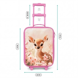 Hertje - Ogen - Stippen - Bloemen Kinderkoffer - Roze klein -productfoto_formaten