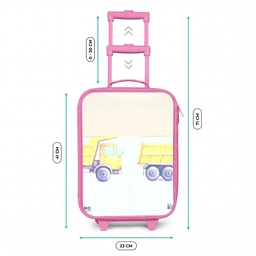 Kiepwagen - Getekend - Geel Kinderkoffer - Roze klein -productfoto_formaten