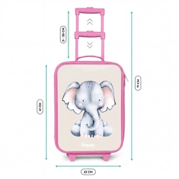 Olifant tekening tegen een beige achtergrond Kinderkoffer - Roze klein -productfoto_formaten