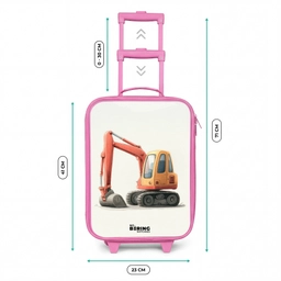 Graafmachine - Getekend - Oranje Kinderkoffer - Roze klein -productfoto_formaten