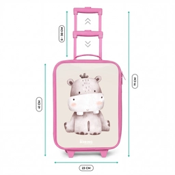 Nijlpaard op beige achtergrond illustratie Kinderkoffer - Roze klein -productfoto_formaten