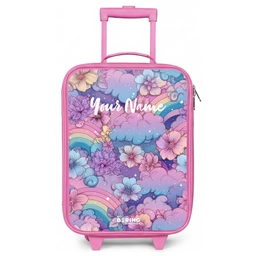 Illustratie van wolken, regenbogen en bloemen Kinderkoffer - Roze klein -zz3dotto