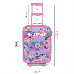 Illustratie van wolken, regenbogen en bloemen Kinderkoffer - Roze klein -productfoto_formaten