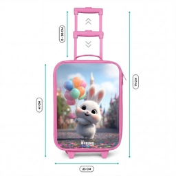 Konijn - Ballonnen Kinderkoffer - Roze klein -productfoto_formaten