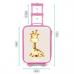 Liggende giraffe illustratie op beige achtergrond Kinderkoffer - Roze klein -productfoto_formaten