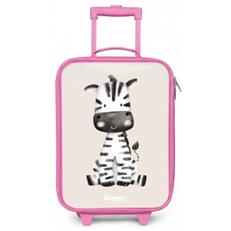 Zebra portrettekening met beige achtergrond Kinderkoffer - Roze klein -zz3dotto
