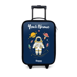 Astronaut - Planeet - Sterren - Raket Kinderkoffer - Zwart klein -3d