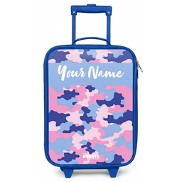 Camouflage - Roze - Blauw Kinderkoffer - Blauw klein -zz3dotto