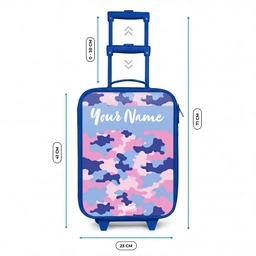 Camouflage - Roze - Blauw Kinderkoffer - Blauw klein -productfoto_formaten