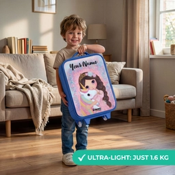 Meisje - Eenhoorn - Glitter Kinderkoffer - Blauw klein -sfeer2_EN