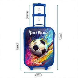 Neon - Voetbal - Kleurrijk Kinderkoffer - Blauw klein -productfoto_formaten