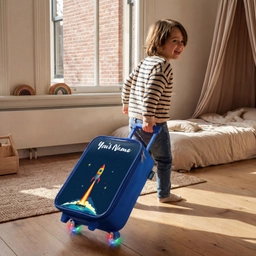 Planeet - Raket - Sterren - Donkerblauw Kinderkoffer - Blauw klein -sfeer1