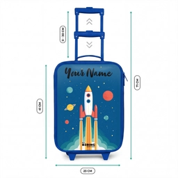 Raket - Planeet - Sterren - Veelkleurig Kinderkoffer - Blauw klein -productfoto_formaten