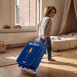 Raket - Planeten - Sterren Kinderkoffer - Blauw klein -sfeer1