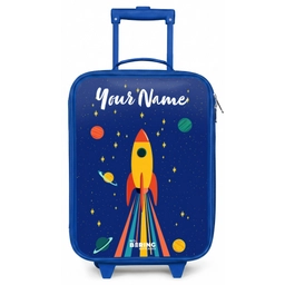 Raket - Sterren - Planeet - Ruimte Kinderkoffer - Blauw klein -zz3dotto