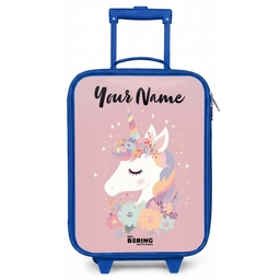Eenhoorn - Roze - Bloemen Kinderkoffer - Blauw klein -zz3dotto