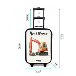 Graafmachine - Getekend - Oranje Kinderkoffer - Zwart klein -productfoto_formaten