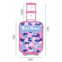 Camouflage - Roze - Blauw Kinderkoffer - Roze klein -productfoto_formaten