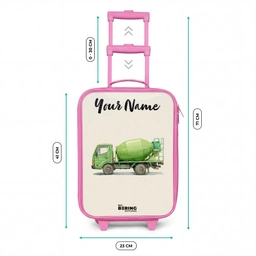Betonmixer - Getekend - Groen Kinderkoffer - Roze klein -productfoto_formaten