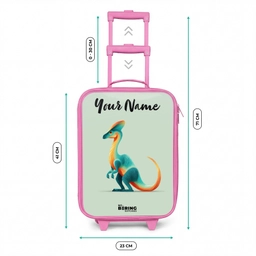 Dino - Blauw - Dier Kinderkoffer - Roze klein -productfoto_formaten