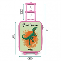 Dino - Natuur - Groen Kinderkoffer - Roze klein -productfoto_formaten