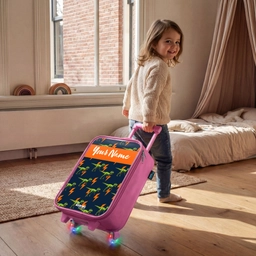 Dinos - Bliksem - Dieren - Blauw Kinderkoffer - Roze klein -sfeer1