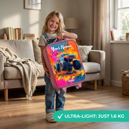 Monstertruck - Abstract - Verfspatten - Kleurrijk Kinderkoffer - Roze klein -sfeer2_EN