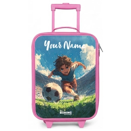 Voetbal - Gras - Stadion - Schilderij Kinderkoffer - Roze klein -zz3dotto