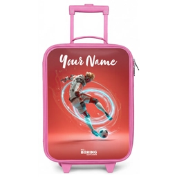 Voetballer - Bal - Lichtcirkel - Rood Kinderkoffer - Roze klein -zz3dotto