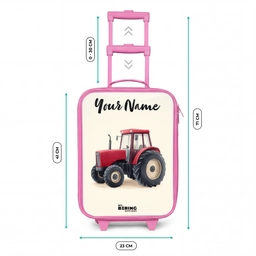 Tractor - Getekend - Rood Kinderkoffer - Roze klein -productfoto_formaten