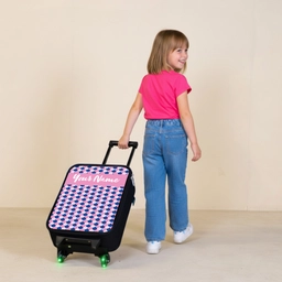 Schubben - Patroon - Blauw - Roze Kinderkoffer - Zwart klein -sfeer1
