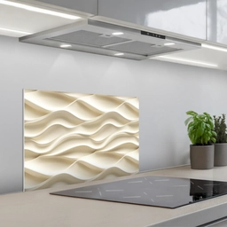 Lijnen - Golvend - Crème keuken achterwand spatscherm klein 900 -3d_schuin