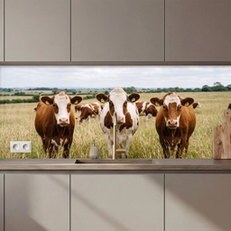Koeien - Portret - Weide - Boerderij - Nieuwsgierig keuken achterwand 2 middel zz_3dshopping
