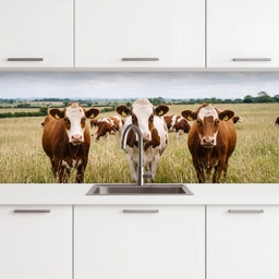 Koeien - Portret - Weide - Boerderij - Nieuwsgierig keuken achterwand 2 middel -3d