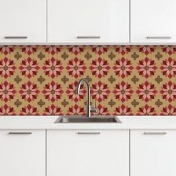 Bloemen - Retro - Groen keuken achterwand 2 middel 871 -3d