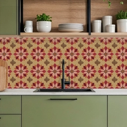 Bloemen - Retro - Groen keuken achterwand 2 middel 871 -sfeer3