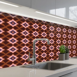 Geometrisch - Sierlijk - Bruin keuken achterwand 2 middel 871 -3d_schuin