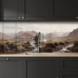 Berglandschap - Meer - Bergen - Vallei - Klassiek keuken achterwand 2 middel -sfeer1