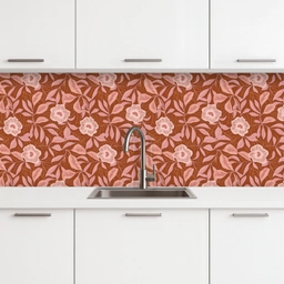 Patroon - Bladeren - Terracotta keuken achterwand 2 middel 871 -3d