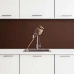 Papaverbol - Droogbloem - Bruin - Minimalistisch keuken achterwand 2 middel -3d