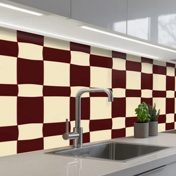 Retro - Patroon - Bruin keuken achterwand 2 middel 871 -3d_schuin