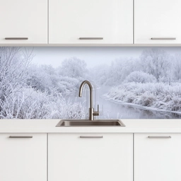 Rivier - Sneeuw - Bos - Winter - Schilderachtig keuken achterwand 2 middel -3d