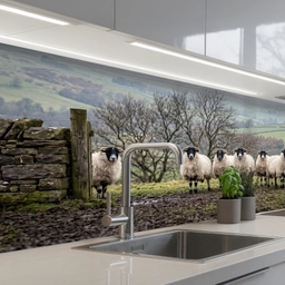 Schapen - Rij - Weide - Dieren - Platteland keuken achterwand 2 middel -3d_schuin